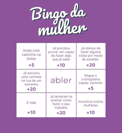 bingo com pontuação com tema de comemoração ao dia da mulher
