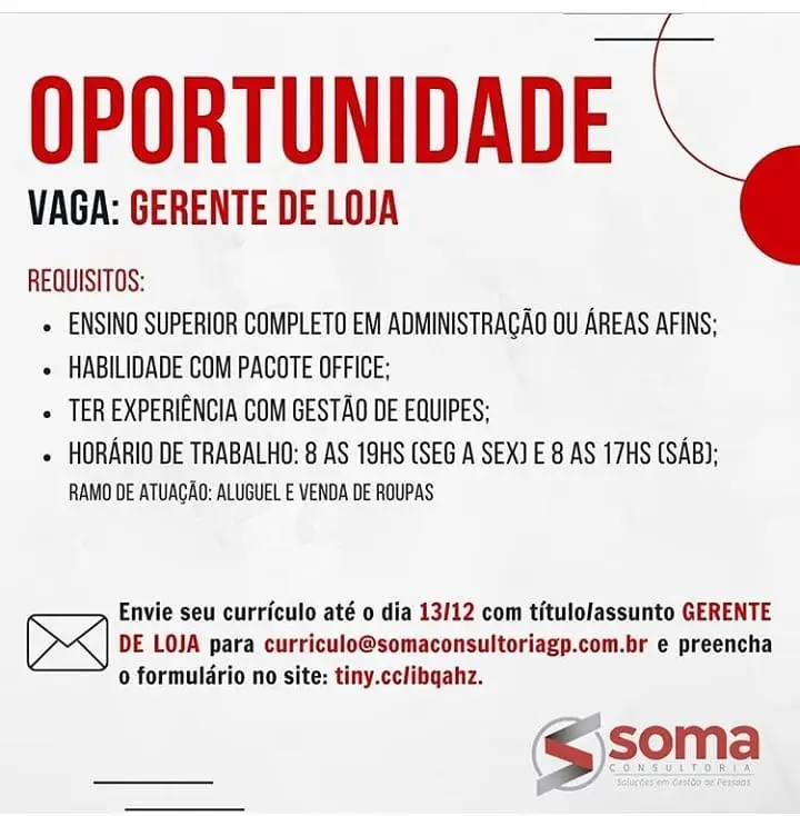 exemplo de anuncio de vaga
